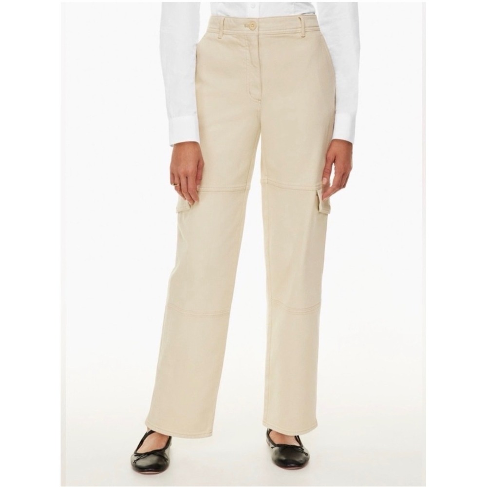 Aritzia Wilfred Straight Leg Maeve Cargo Pant Jeans Size 4 Cream Ivory